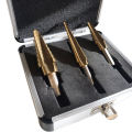 3PCS Step Drill Titanium Coated in Aluminium Case